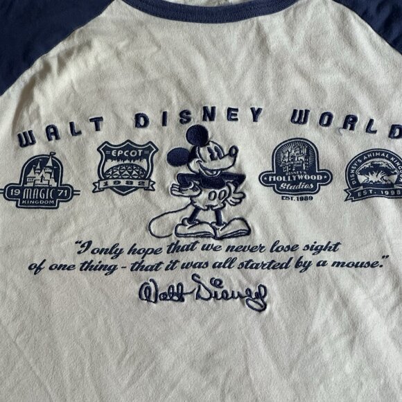 Disney Parks WALT DISNEY WORLD 3/4 Raglan Sleeve Baseball Jersey T-Shirt Blue M - Picture 2 of 10